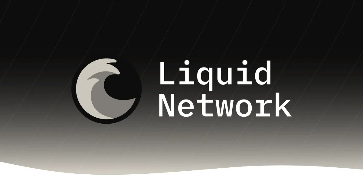 Liquid Network logo featuring a cyan wave icon and white typography against a dark blue background.