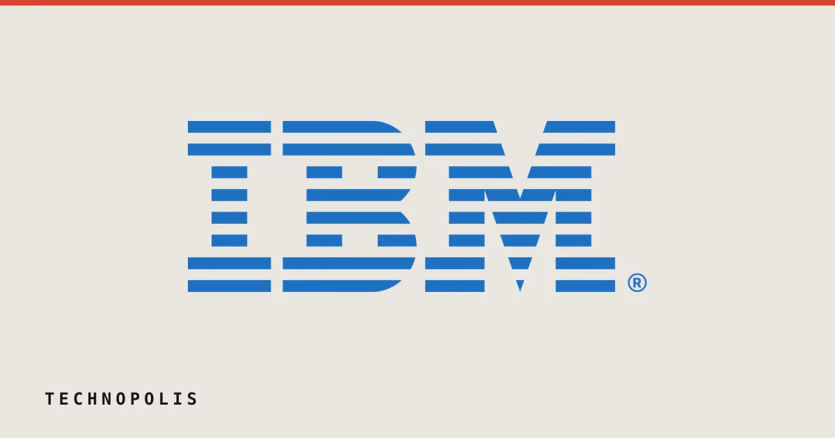 The classic blue striped IBM logo on a black background.