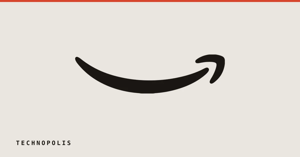 Amazon white smile arrow logo displayed centered on a dark blue background