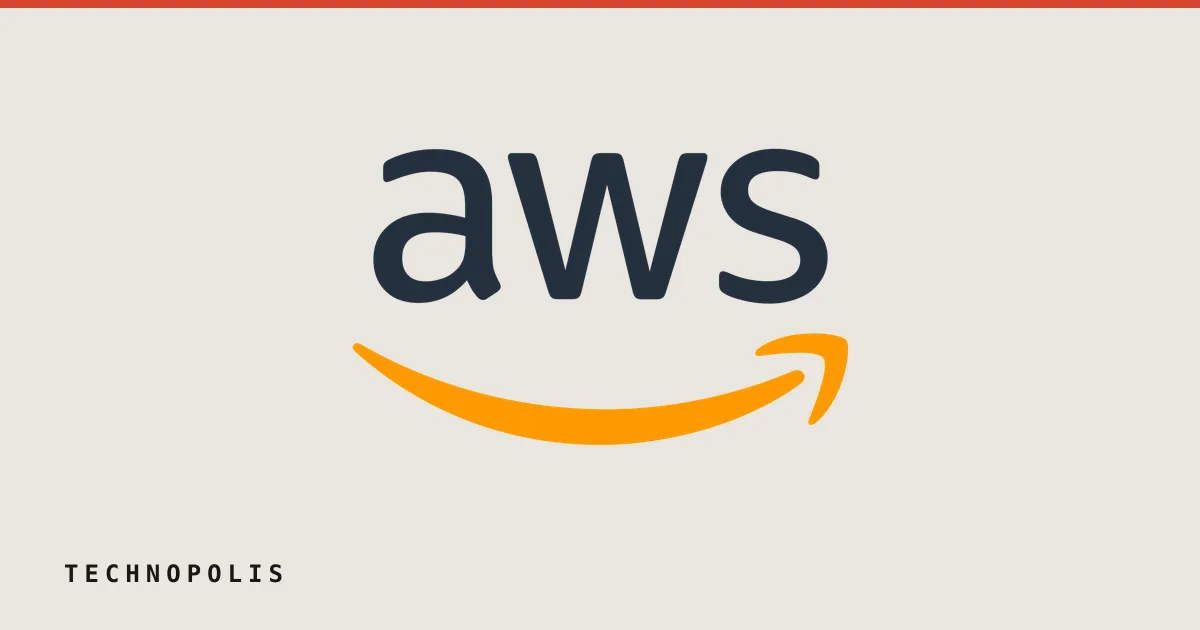 Amazon Web Services logo in dark text against a black background with an orange smile underneath.