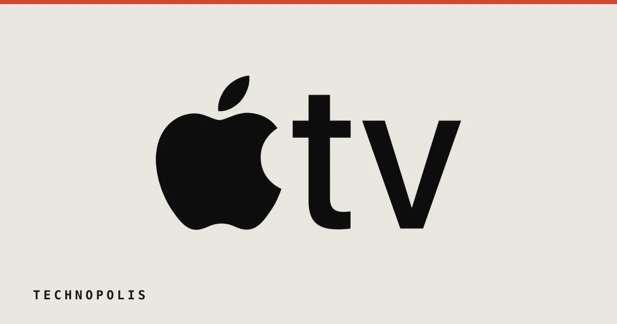 The black Apple TV logo and wordmark centered against a solid dark black background.