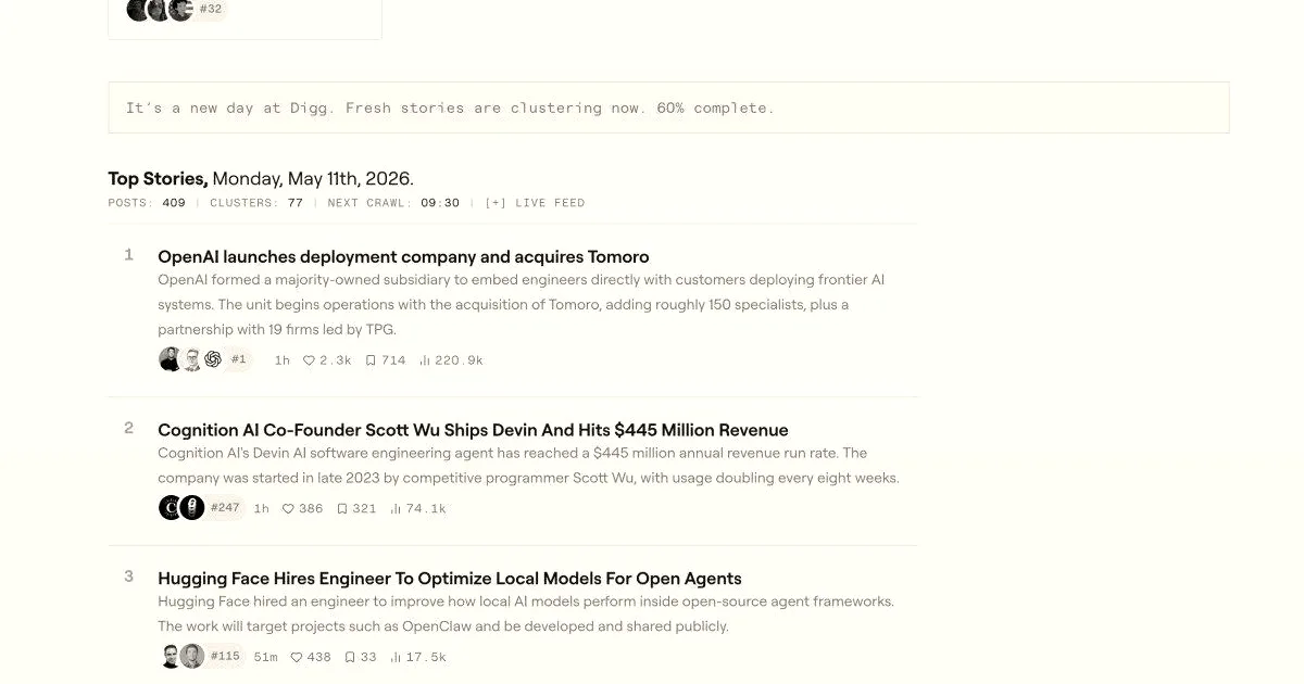 Digg returns as an AI-focused news aggregator