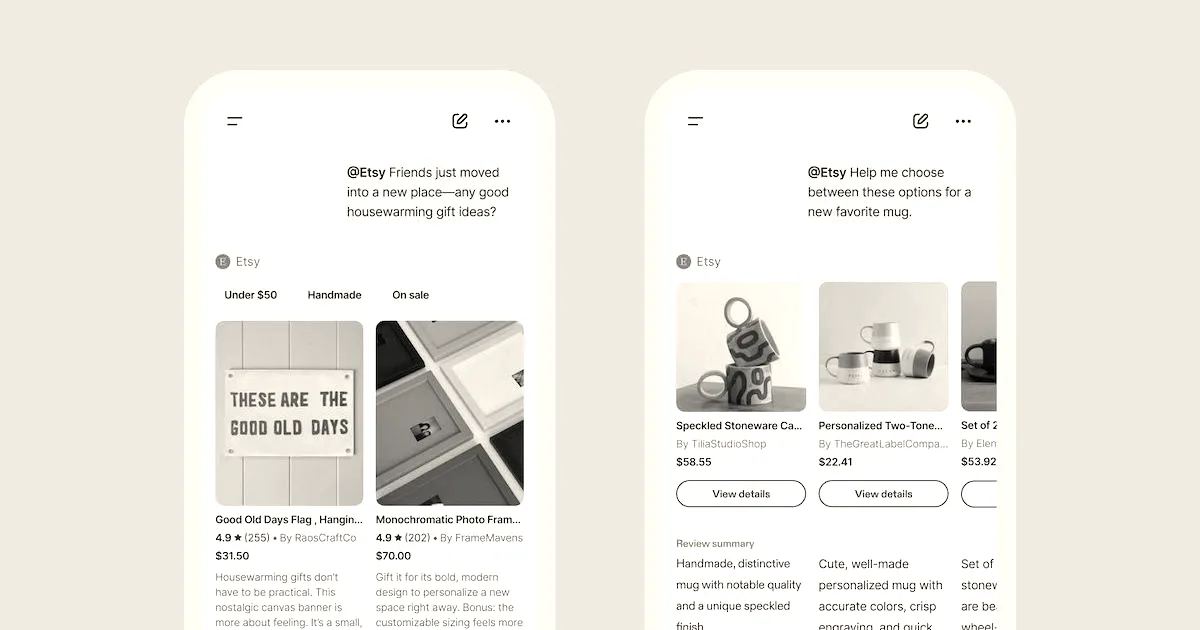 Etsy launches native app within ChatGPT for conversational search