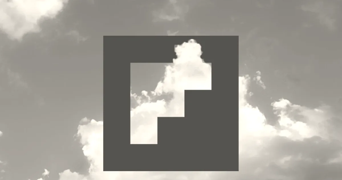 Flipboard's red logo with a cloud-filled blue sky showing through its central cutout