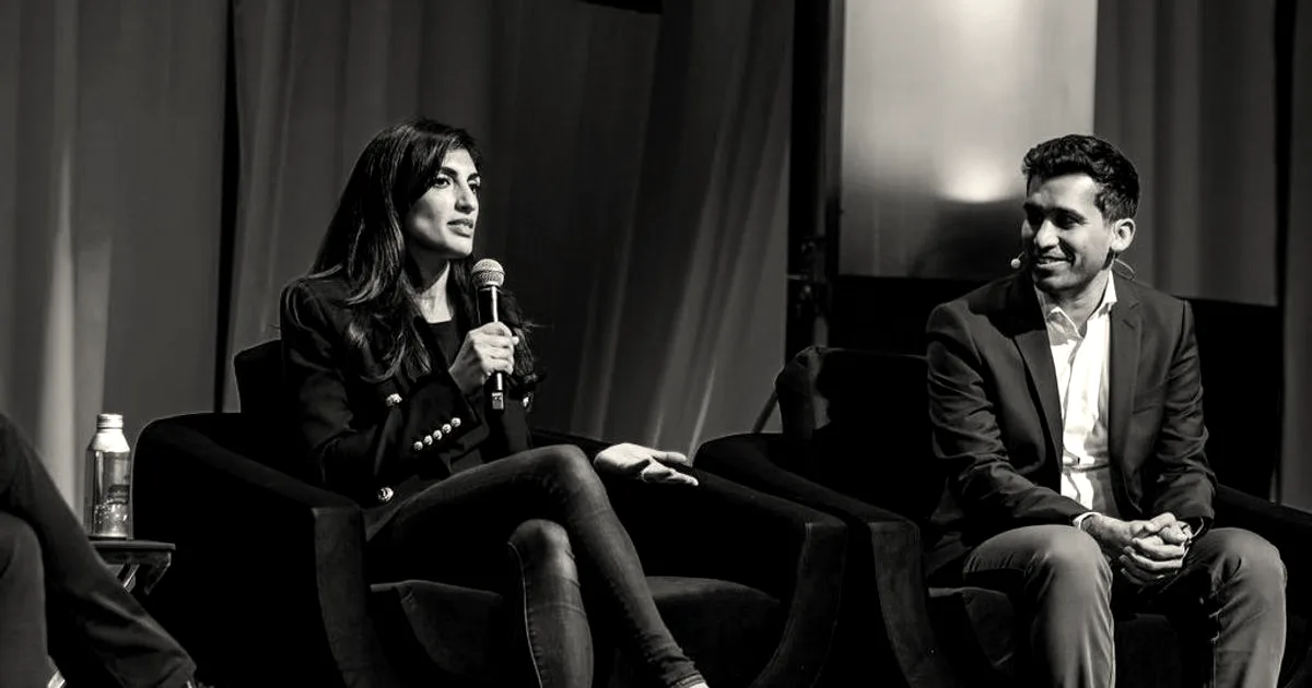 Two Index Ventures partners sitting on stage during an event discussing startups and venture capital.
