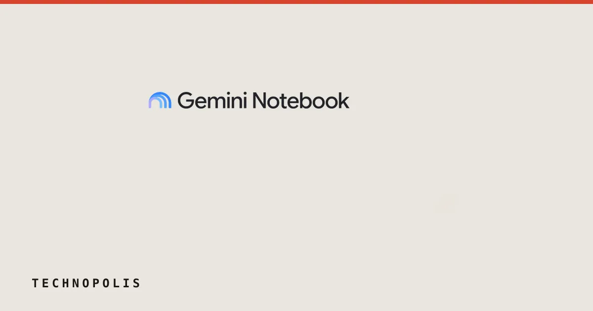 Gemini Notebook wordmark logo on a clean white background with blue gradient graphic elements.