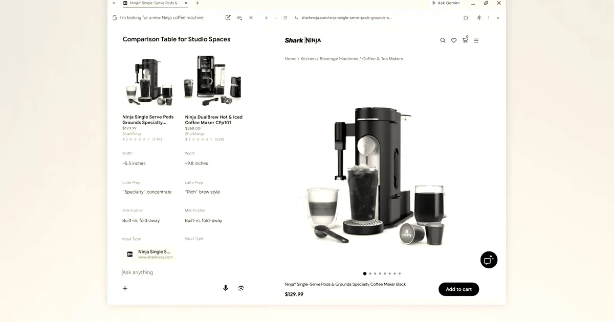 Google adds side-by-side browsing to AI Mode