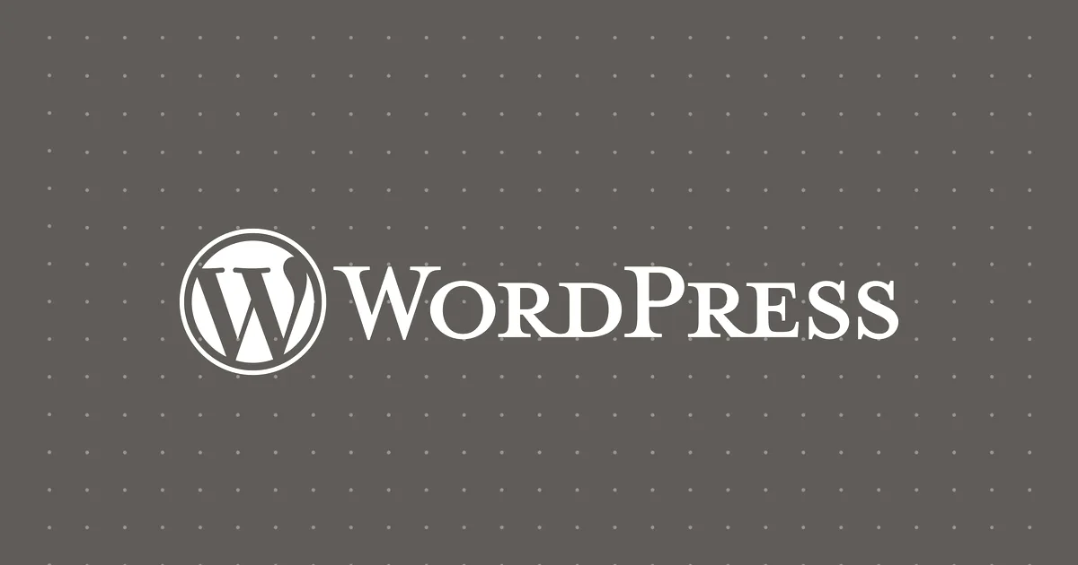 The WordPress logo in white text on a solid blue background with a subtle dot pattern.