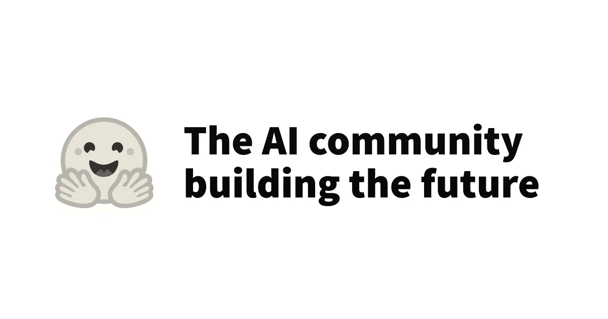 Hugging Face emoji logo next to the text reading The AI community building the future