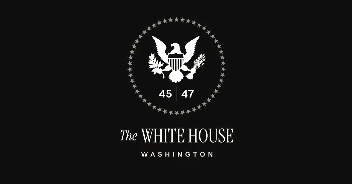 Official White House seal with the presidential eagle on a dark navy blue background.