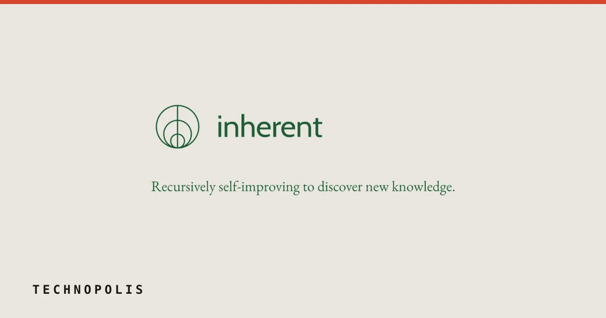 Minimalist branding graphic featuring the Inherent logo and tagline on an off-white background.