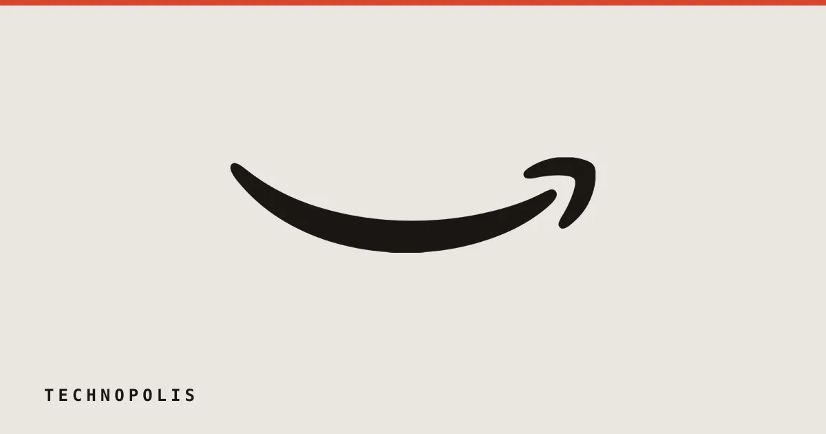 Amazon logo smile symbol in white on a dark blue background.