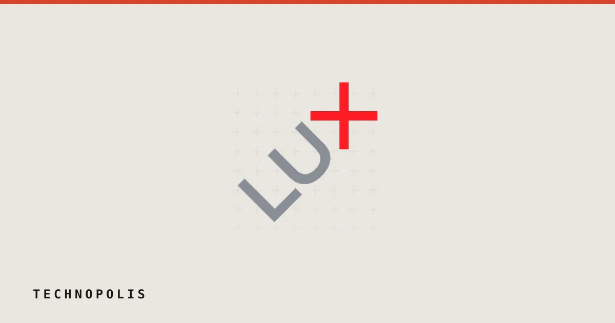 Lux Capital logo mark with plus sign on dark background with subtle geometric pattern