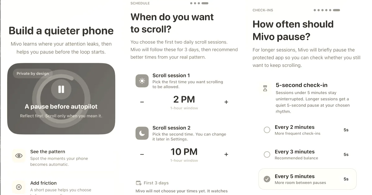 Mivo Scrolling aims to curb doomscrolling with mindful pauses