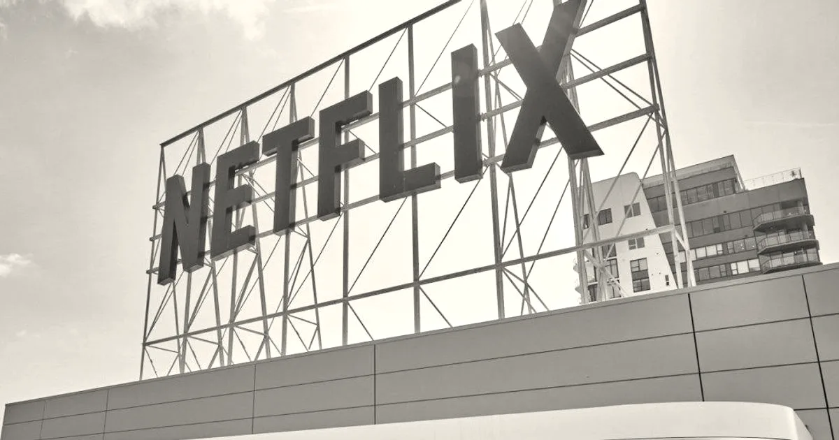 Netflix sign atop building