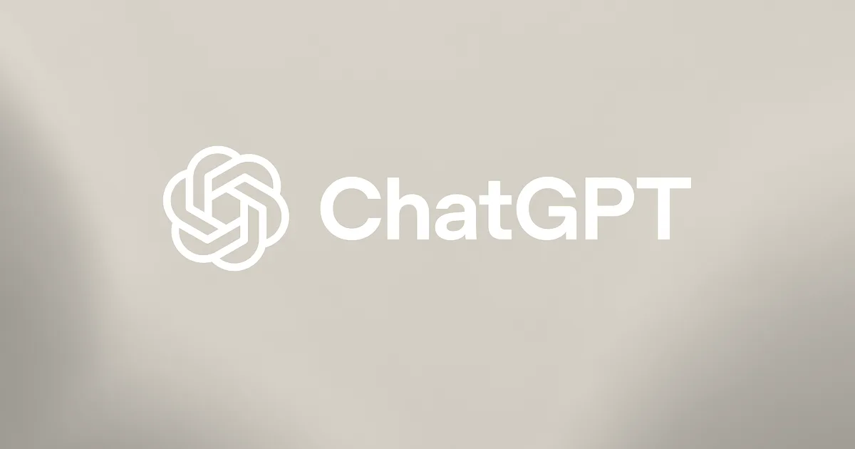 ChatGPT logo and wordmark centered against a vibrant gradient background blending blue and orange hues.