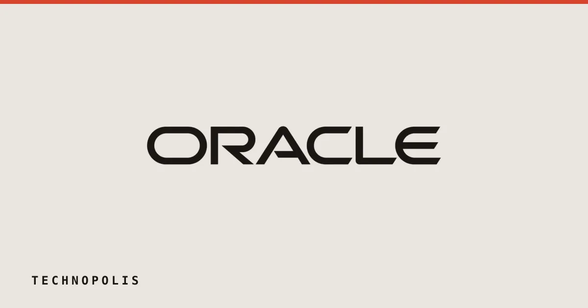 The Oracle wordmark logo displayed in white text on a textured red background.