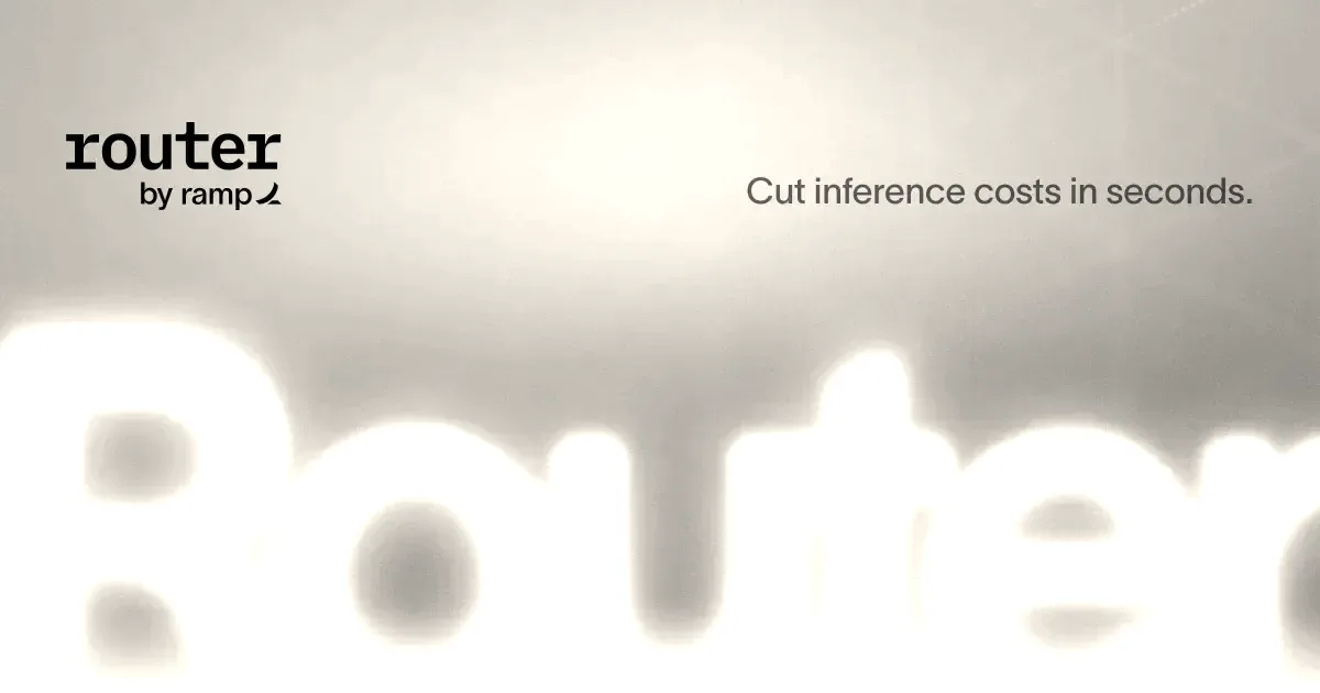 Graphic announcing Router by Ramp with text reading 'Cut inference costs in seconds' against a glowing background