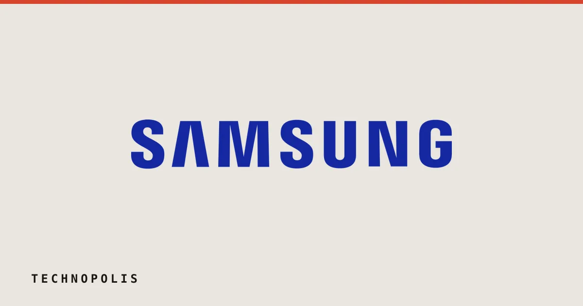 Blue Samsung wordmark logo centered on a solid black background.