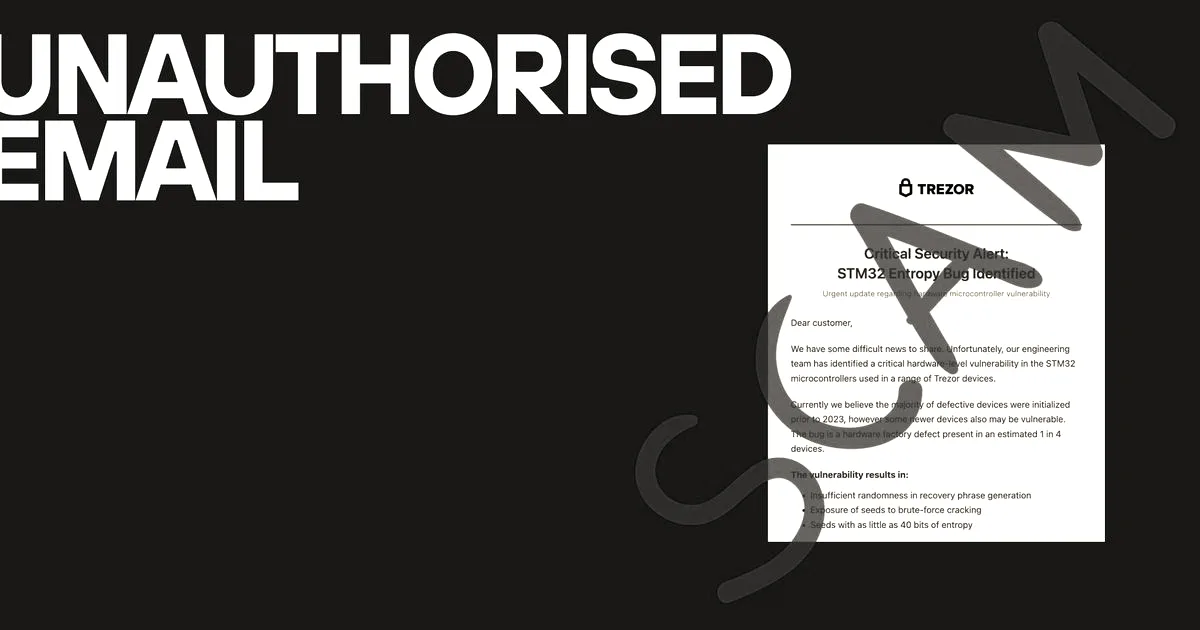 Graphic showing a scam email warning alongside the text UNAUTHORISED EMAIL with SCAM stamped across in red