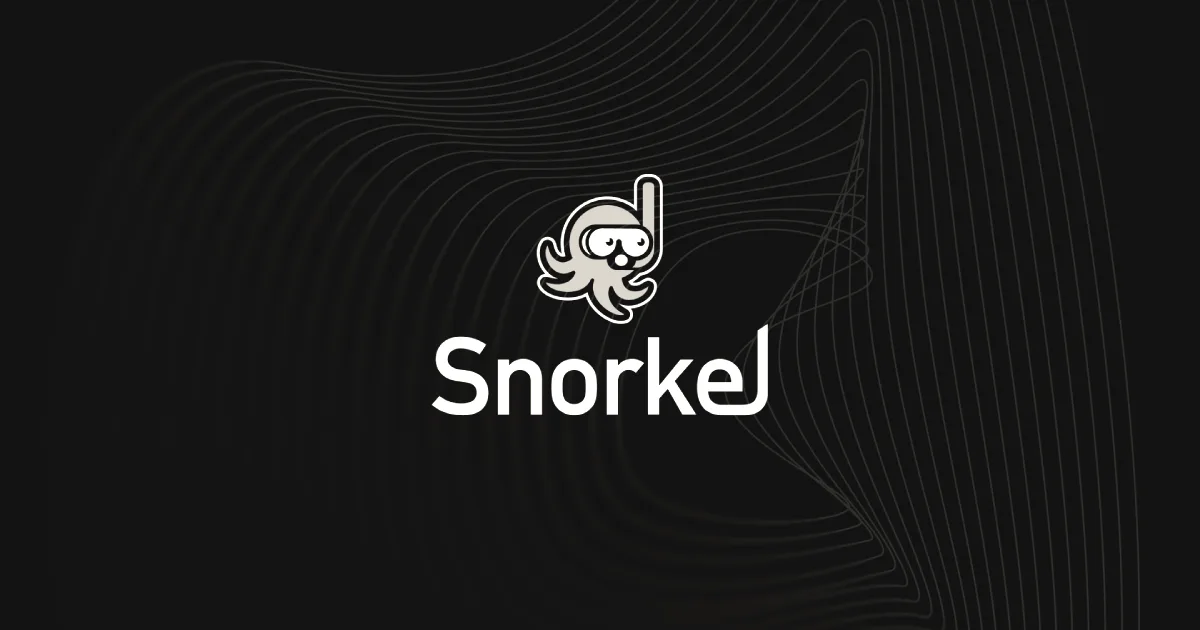 Snorkel AI logo featuring an octopus wearing a snorkel next to the wordmark Snorkel on a dark blue background.