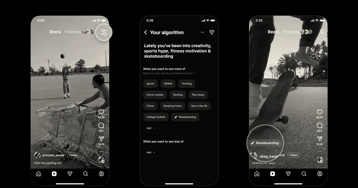 Instagram, Threads, and TikTok add user-controlled algorithms