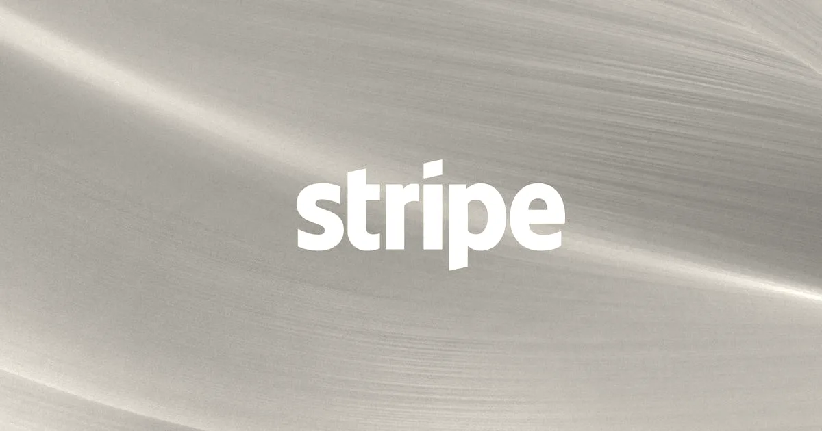 Stripe logo in white letters displayed against a colorful orange, pink, and purple gradient background.