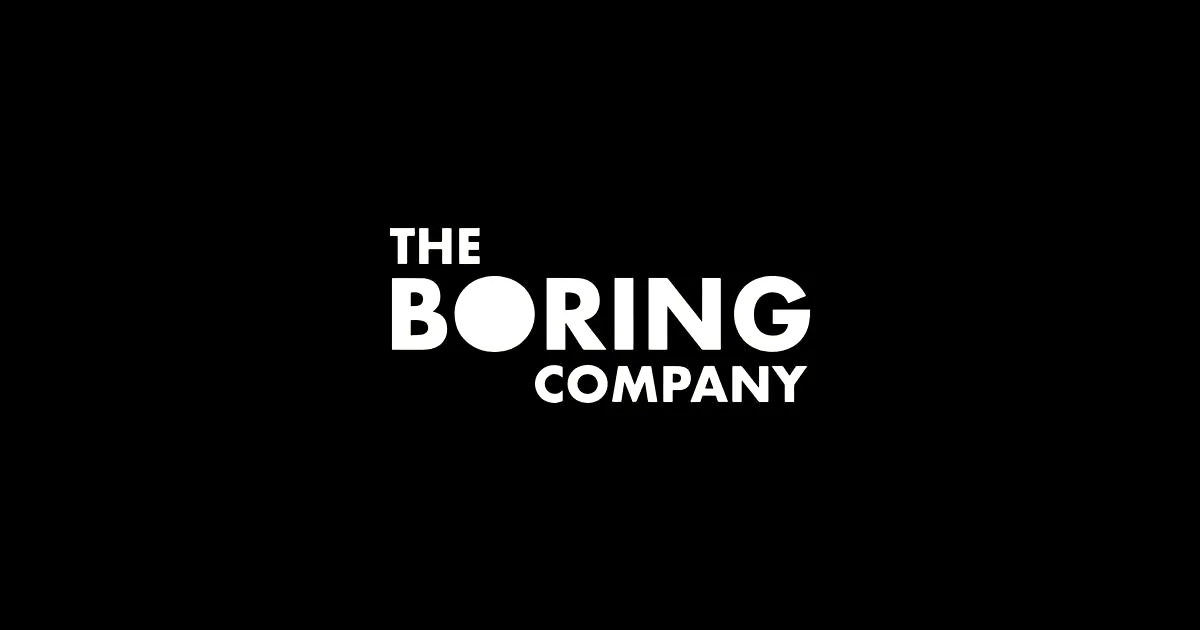 The Boring Company logo displayed in bold white lettering against a solid black background.