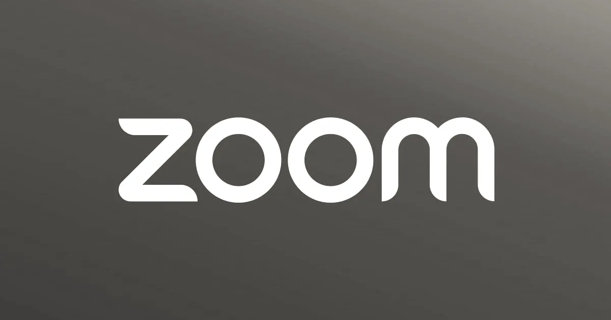 The Zoom logo in white text on a blue gradient background representing the company branding.