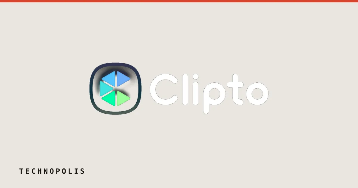 Clipto logo featuring a colorful geometric icon and white wordmark centered against a solid black background.