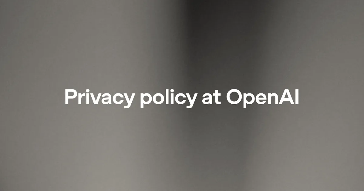 Text reading 'Privacy policy at OpenAI' set against a soft purple and blue gradient background.