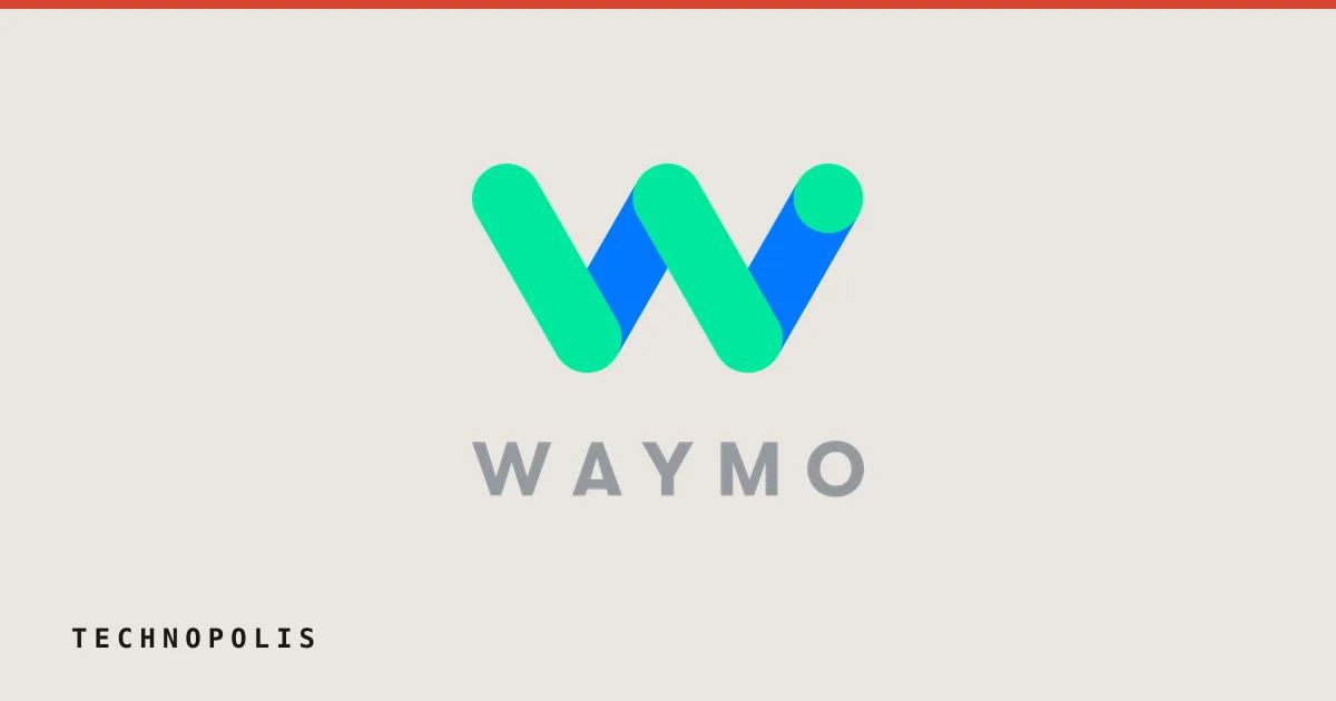 The Waymo wordmark logo featuring a stylized blue and green W against a black background.