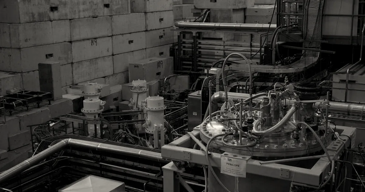 Advanced scientific equipment and machinery inside a physics research facility with yellow concrete blocks.