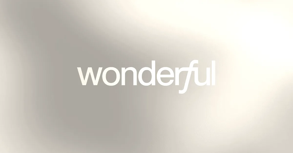 The Wonderful wordmark logo centered on a smooth light blue and lavender gradient background.